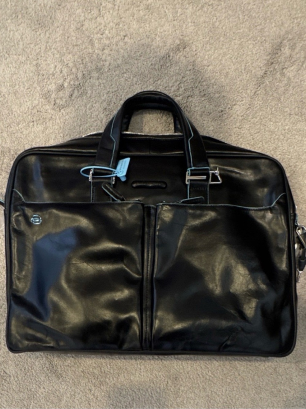 Piquadro Black Men's Leather Briefcase Bag